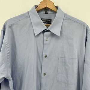 Geoffrey Beene Shirt Mens 18 34/35 Blue Corduroy Wrinkle Free Dadcore